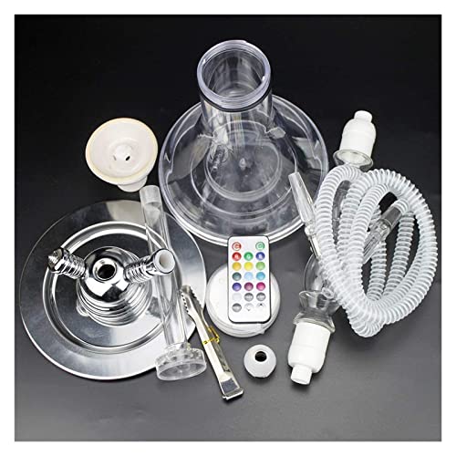 INKMEX Wasserpfeife Shisha-Kit mit transparentem Schlauch, Acryl-Shisha-Shisha-Kit mit magischer Fernbedienung, LED… – Bild 4