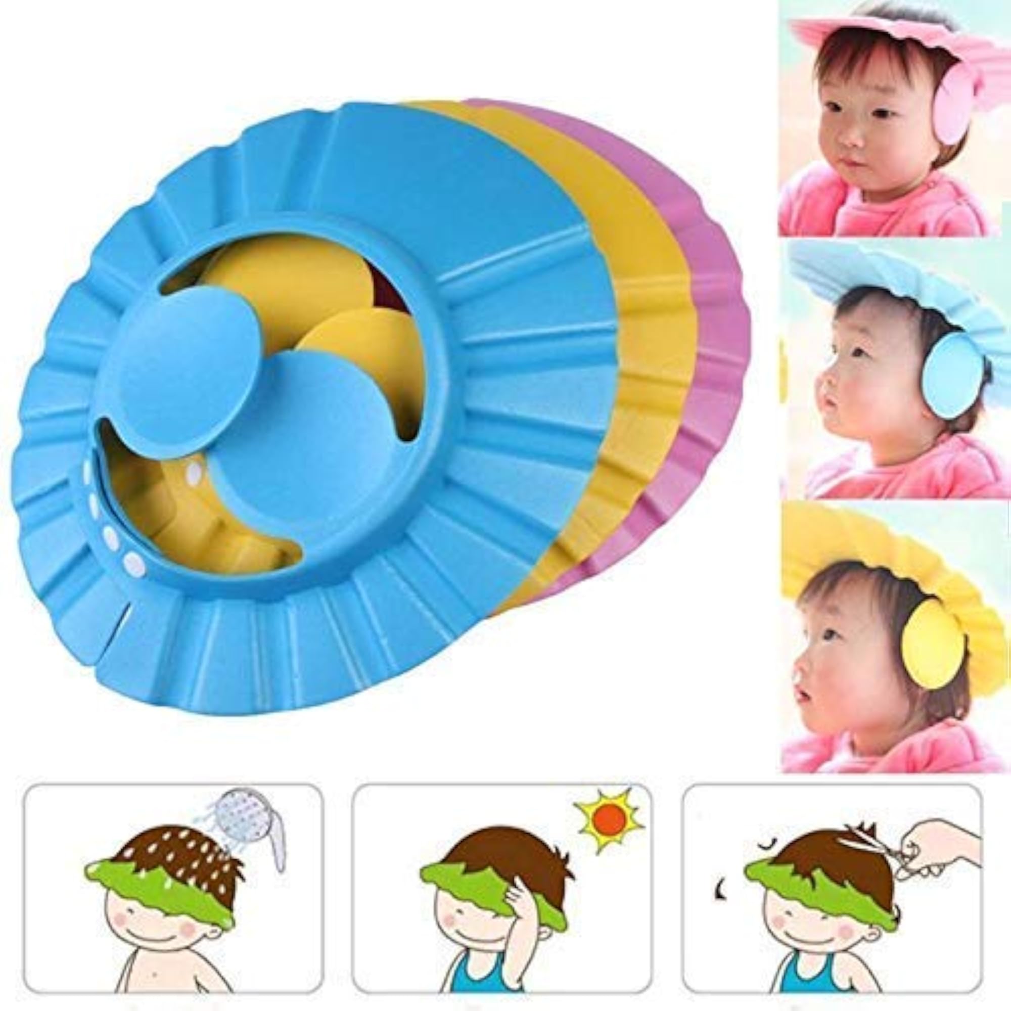 Adjustable Safe Soft Bathing Baby Shower Cap