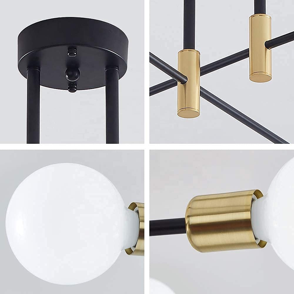 Osairous Lampadario Sputnik, Plafoniera E27 Industriali, Lampadario da Soffitto Vintage Regolabile di 180° per Soggiorno, Camera da Letto, Cucina, Diametro 72cm, Nero