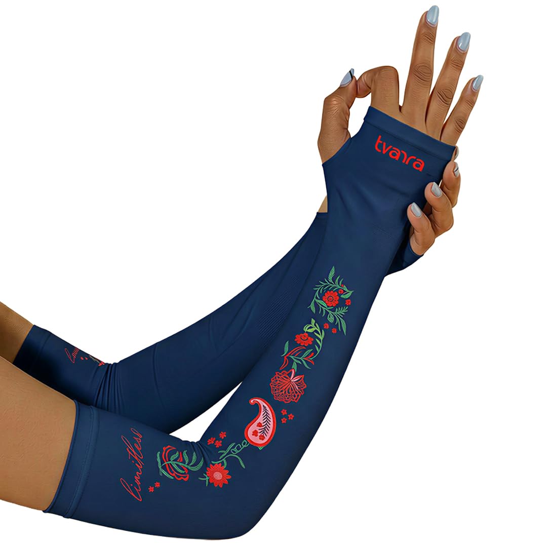 TVARRA Limitless Printed Fingerless Arm Sleeves for Women | UPF 50+ UV Protection | Anti-Tan, Bike Riding, Running & Outdoor Use-picture-12