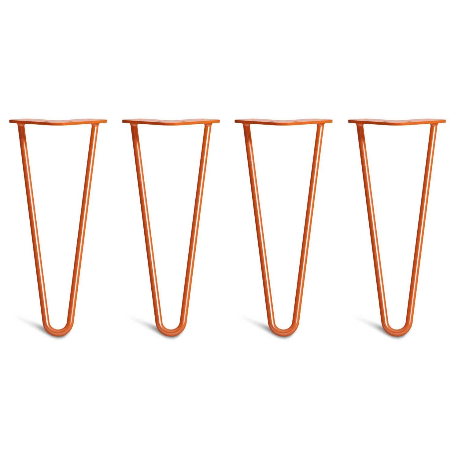 [HLC] 4 x Hairpin Table Legs – Superior Double Weld Steel Construction With Screws, Build Guide & Protector Feet Worth £8 Included! – 10mm Steel [12"/30cm,Orange]