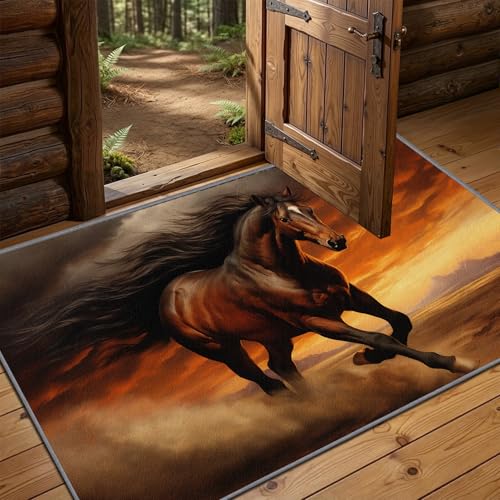 Tapete decorativo 6x8 pies con diseño de caballos miniatura 6