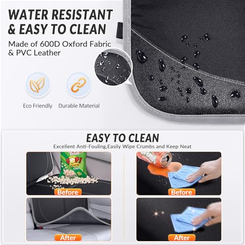 Image of Gimars Car Seat Protector, 2 Pack, XL Thicken EPE Cushion Waterproof 600D Fabric Car Seat Cover for Child Car Seat with Nonslip Backing Mesh Pockets for Baby SUV Sedan Truck Leather Seats, Black-Gray