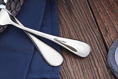 Artaste 56426 Rain 18/10 Stainless Steel Table Large Serving Spoons And Forks Set, Of 6 In Each, Silver #TOP4