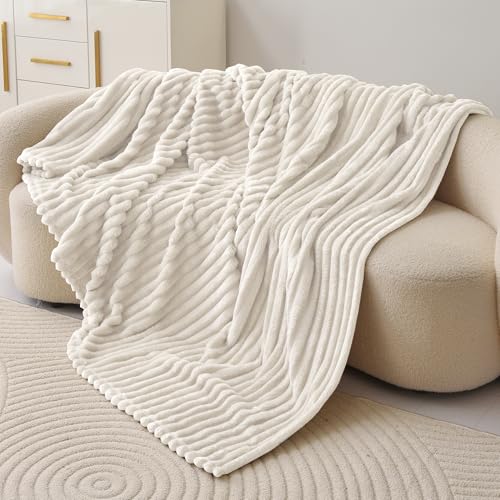 Manta de forro polar blanca para sofá y cama, cálida y acogedora, ideal para mujeres y niñas