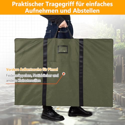 GNEGNI LIFE Künstler Portfolio Tasche A1, 61 x 91,4 cm Zeichenmappe mit Schulter und Tragegriff, wasserdichte Malmappen für Kunstwerke, Skizzen, Zeichnungen, Gemälde, Poster, Fotografie (Olivgrün)