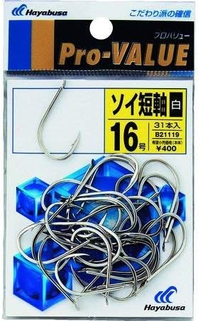 Hayabusa B21119 Single Hook Pro Value Soy Short Shaft White, No. 17, 27 Pieces, White