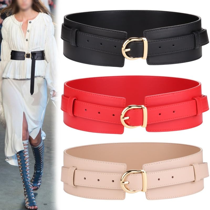 HBJWOV Wide Waistband Women's Suit Dress with Waistband Decoration Sweater Coat Waistband Belt(D)3