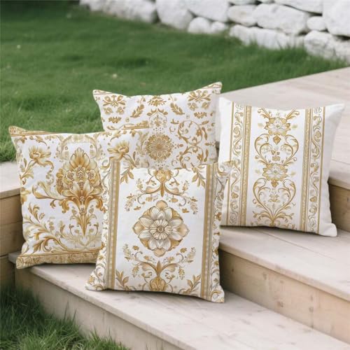 Housse coussin 70x70cm imperméable en aspect lin pour canapé extérieur chic - 4