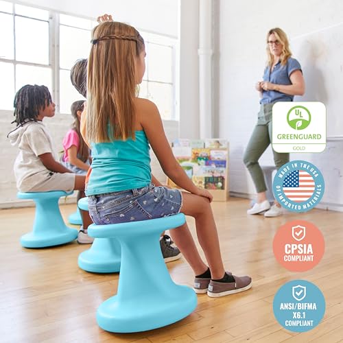 Image of ECR4Kids Twist Active Wobble Stool, 14in Seat Height, Classroom Furniture, Cyan