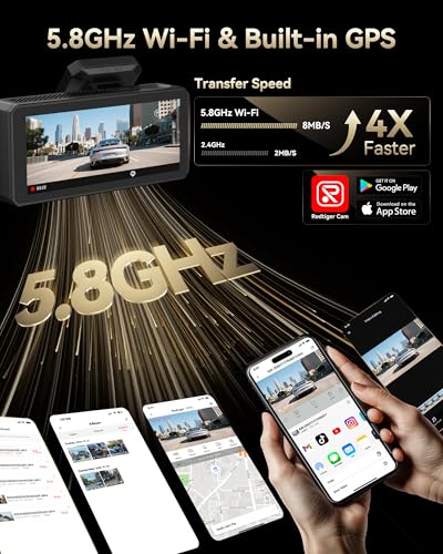 Image of REDTIGER 4K+4K Dash Cam Front and Rear, Dual STARVIS 2 IMX678 Sensor, 5.8GHz WiFi APP Control Car Camera with Built-in 128GB, Voice Control, 4'' Touch Screen, HDR Night View, 24 /7 Parking Mode(F77)