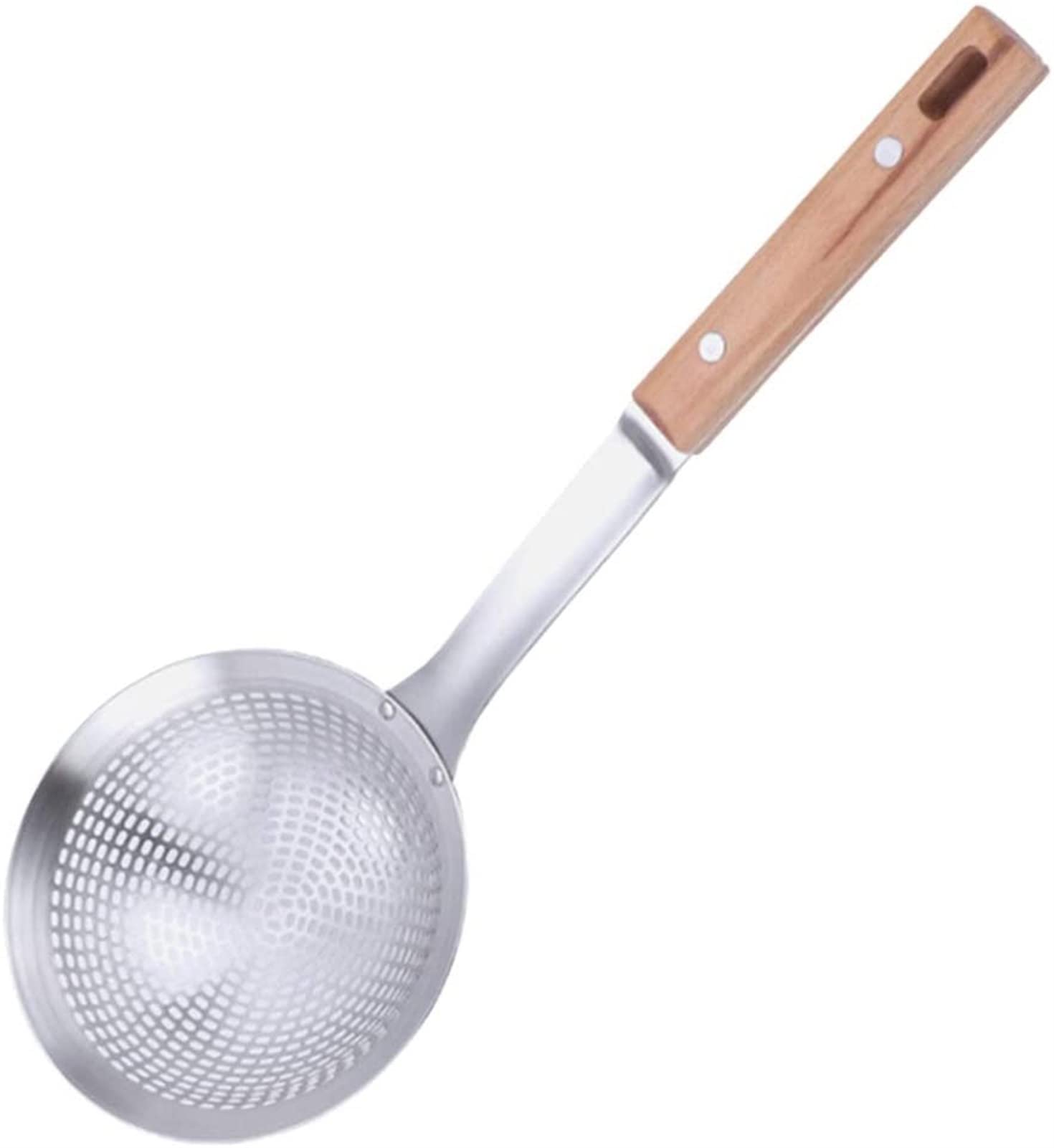 Colador colador tamices para cocinar utensilios de cocina, colador mango de madera colador acero inoxidable olla caliente drenaje cuchara fideos cuchara utensilios de cocina para restaurante hogar (