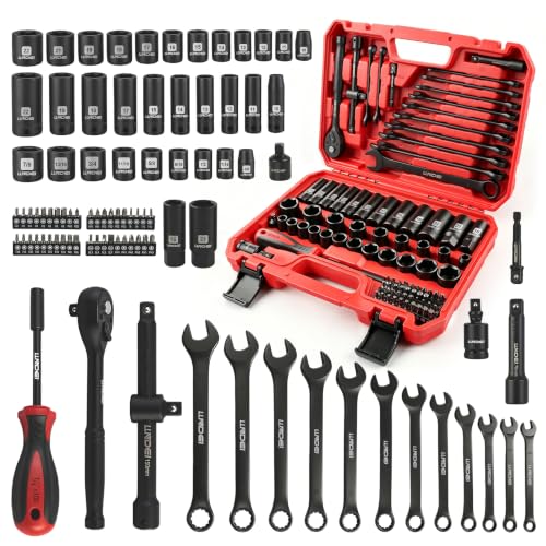 Image of 3 /8 inch Drive Socket Set, 93 Pcs Dual Wrench Kit SAE and Metric Tool Set