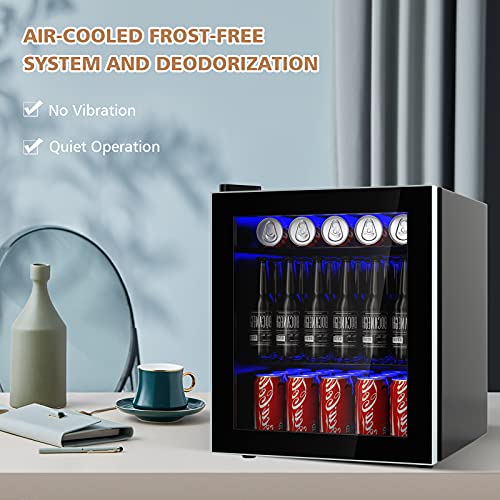 Nafort 1.6 Cu. Ft. Mini Beverage Refrigerators With Led Light & Adjustable Shelves, Mini Fridge Cooler For Can Drinks With Temperature Control, Mini Drink Dispenser Machine For Home Office, Black #TOP6