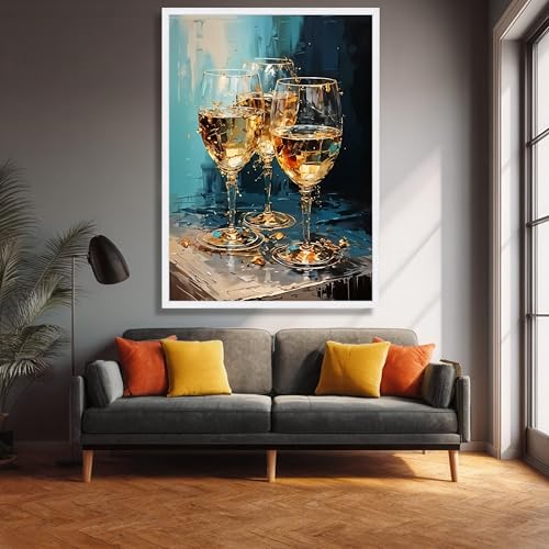 Tableau verre à vin blanc prêt à accrocher déco murale bar - 3
