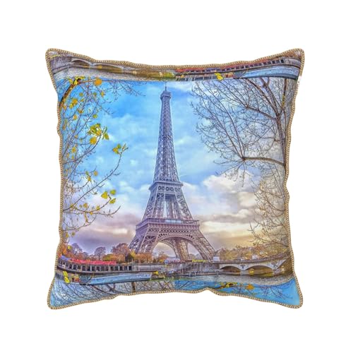 Housse coussin velours Tour Eiffel douce pour décoration salon - 2