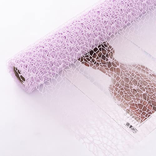 Korean Jacquard Net Mesh Openwork Floral Wrapping Paper 1 Roll Florist Supplies Flower Bouquet Wrapping Paper Floral Supplies for Fresh Flowers, 50cm x 5 Yard (Lilac Purple)