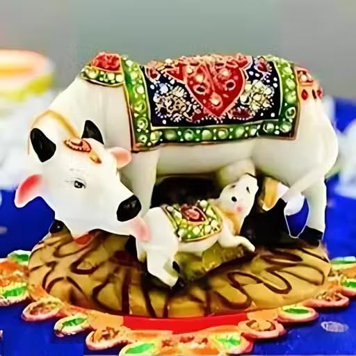 Vache et mollet porte-bonheur en marbre, le cadeau spirituel idéal