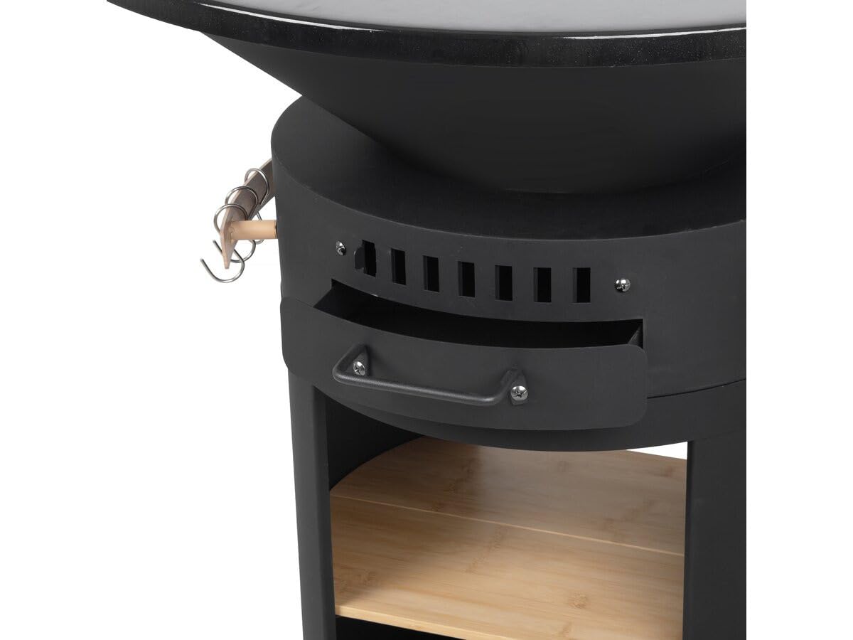 Barbecue plancha brasero à charbon et bois "Cesar premium" - Ø 81 cm - Noir