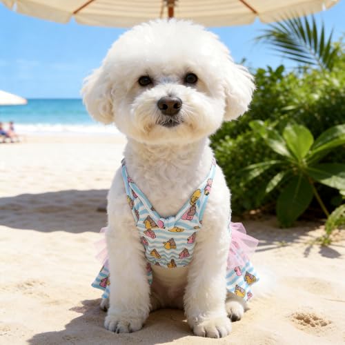 Image of CuteBone One Piece Dog Bikini Swimsuit Dress - Puppy Bathing Suit Costume for Small Dogs - Comfortable & Stylish Pet Clothes for Summer Pool, Beach & Play LTDB11XXS