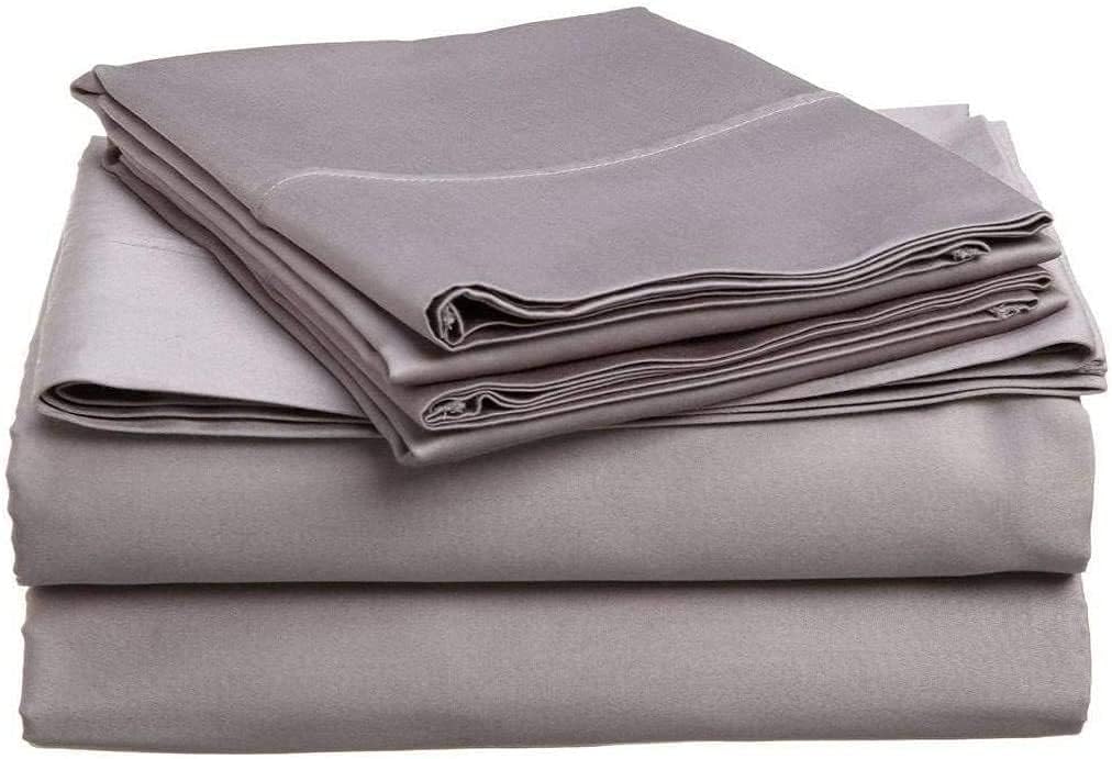 Split King Sheets 5 Pieces-(2 Fitted Sheet, 1 Flat Sheet and 2 Pillow Case) Color Black Solid Fits 21-23" Deep Pockets 100% Egyptian Cotton 800 TC Premium Quality