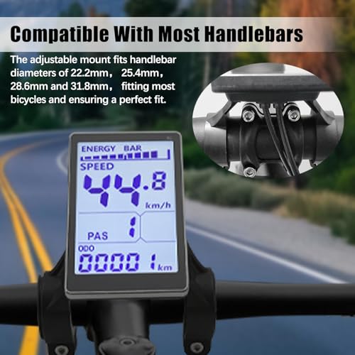 Electric Bike LCD Display, 5 Pin E Scooter M5 Panel Meter Screen with Waterproof Connector, E Bike Display Meter Control Panel Screen Suitable for 31.8 22.2mm Handlebar Electric Bike(No. 2 Protocol) by Flylin - Image 7