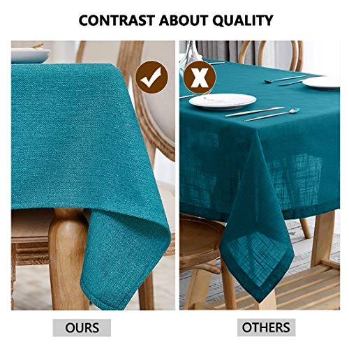Tischdecke Abwaschbar Lakeblau 140 x 240 cm Leinenoptik Wasserdicht – Ansicht 3