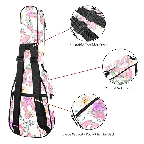 JRHEJTHH Durable Ukulele Bag Water Resistent Ukulele Case with Adjustable Shoulders for 21 23 24 inch Thick Padding Floral Art Letter - Les Beatles, Paul McCartney, John Lennon, RIngo Starr, George Harrison JRHEJTHH Durable Ukulele Bag Water Resistent Ukulele Case with Adjustable Shoulders for 21 23 24 inch Thick Padding Floral Art Letter – Image 4