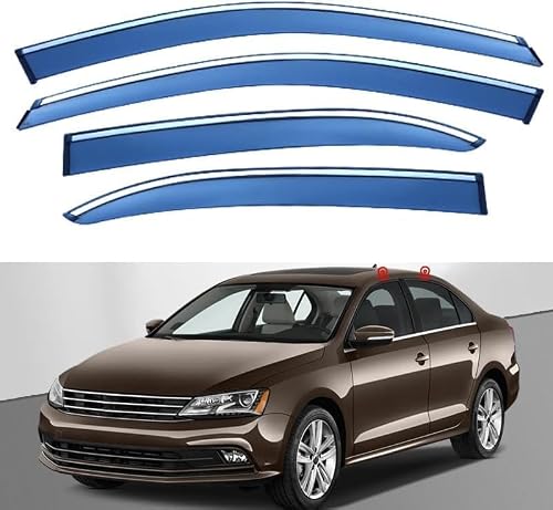 Liufangfc Normal Wind Deflectors For Vw Sprint Mk6-A6 2012-2018 – 4Pc Tape-On Smoked Visors, Weatherproof, Anti-Salt/Snow, Low-Noise