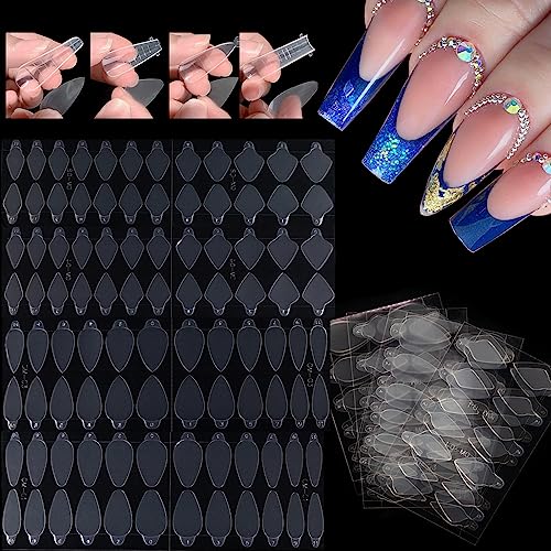 Lovcarrie 96 Pcs Duet System Dual Forms Nail Sticker French Silicone Mold For Nails Inner Pad Line Guide Tape Poly False Nail Tips Reusable Nail Molds Builder Nail Art Extension Accessories Tools #TOP20