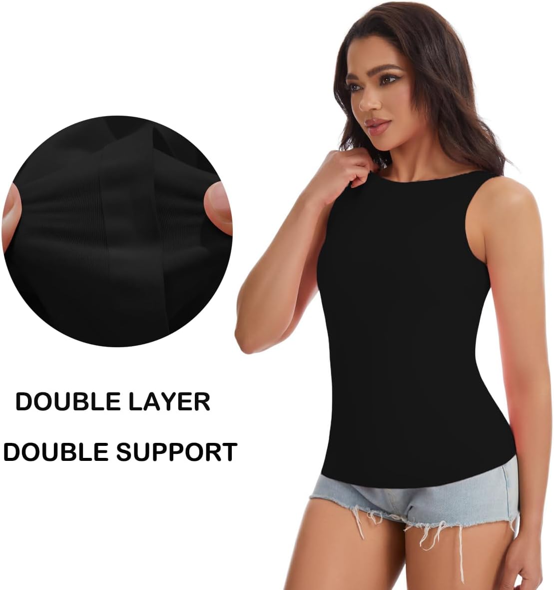 CORSKI Womens Double Lined Tank Tops Backless Boat Neck Fitted Top Basic Sleeveless Shirts Y2K Summer Going Out Outfits - Image 3