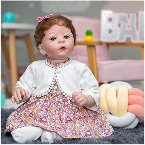 HOMONEY 22 Zoll Reborn Puppe 55 cm Weichkörper Baby Mädchen Puppe Reborn Baby Realistische Soft Touch Kuschelige Puppe Handgemachte Puppe Sammlerstücke – Bild 6
