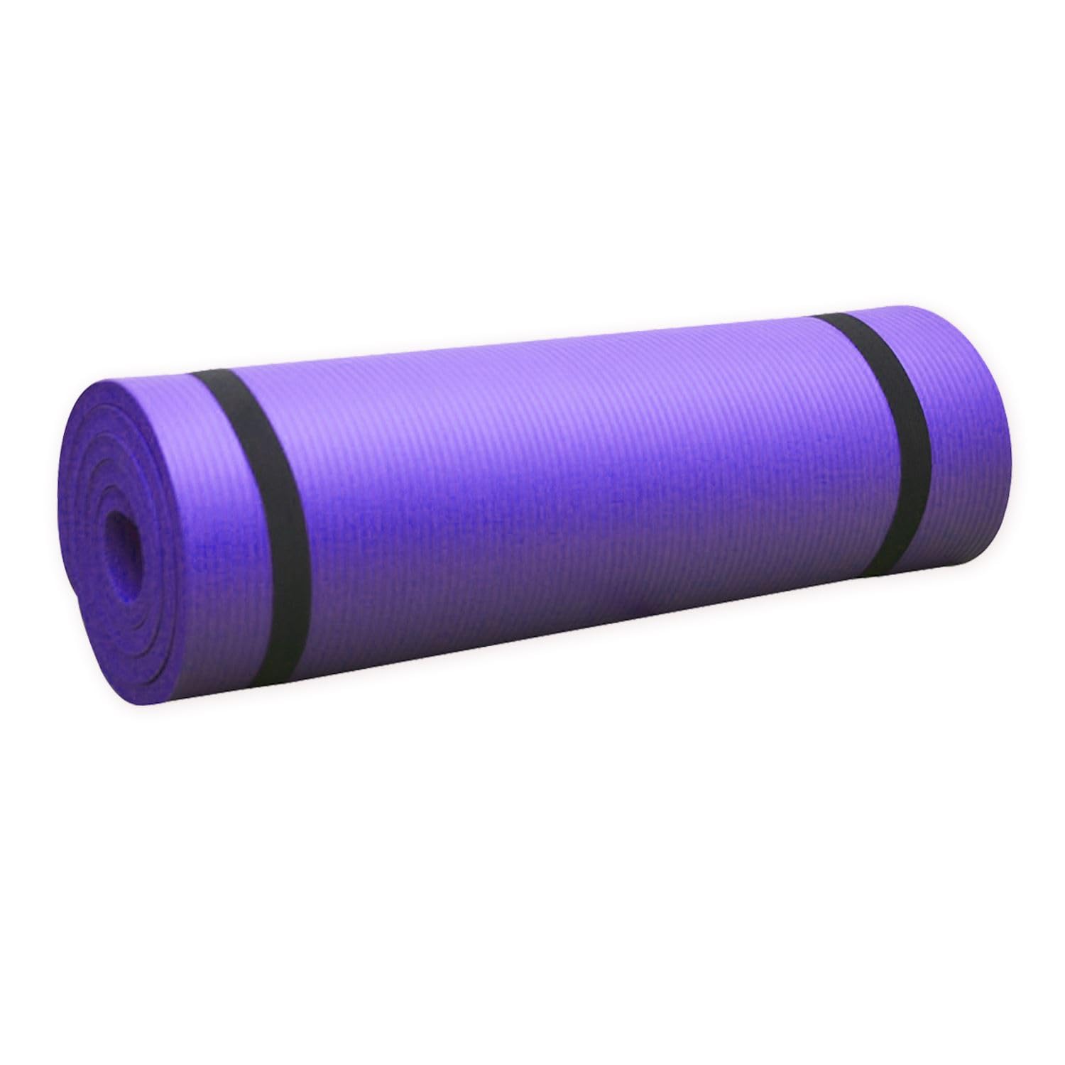 MAXSTRENGTH Extra Thick 15mm Non-Slip NBR Yoga & Exercise Mat – Ideal for Pilates, Camping & Picnic – Black/Blue/Red/Pink/Purple
