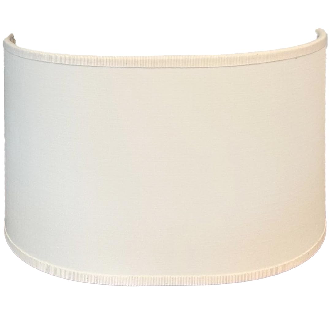 Ventolina diametro 30 cm. OVALE attacco E27 mezzo paralume classico ventola bianco avorio in cotone semitonda veletta semiluna per lampada parte di ricambio lampada da tavolo classica