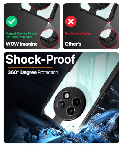 Image of WOW IMAGINE Shock Proof Clear Back Case for Realme 13 Plus 5G | Realme P1 Speed 5G - AirEDGE Technology | 360 Degree Camera Protection | Transparent Hybrid Back Case Mobile Cover - Black