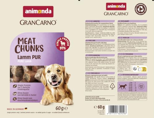 animonda GranCarno Meat Chunks Hunde Leckerli Lamm Pur (60 g)