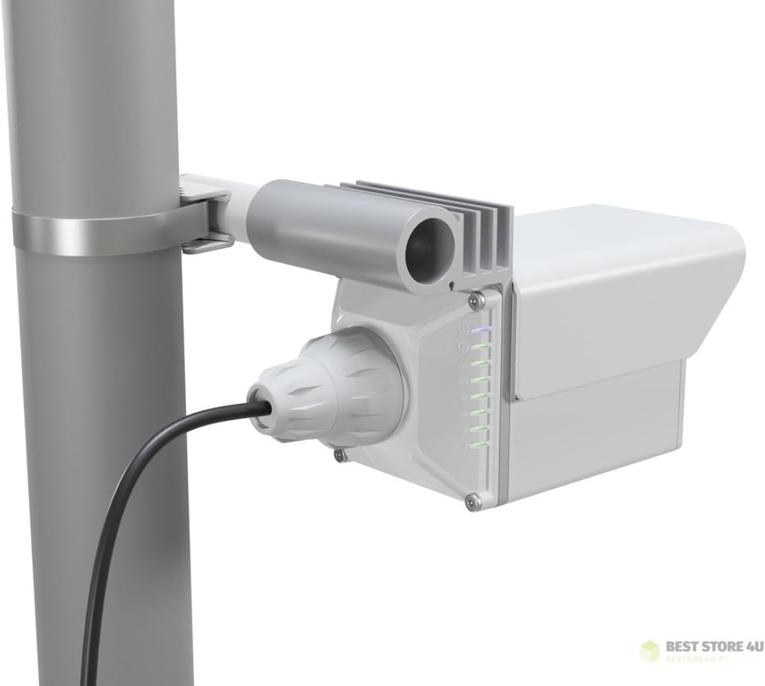 Close-up of a mounted MikroTik Cube Pro device