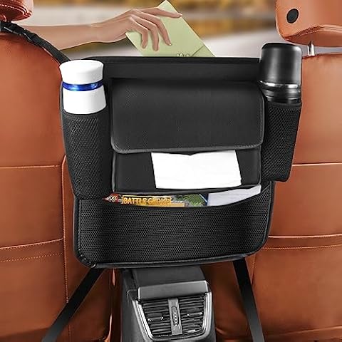 Ovege Purse Holder for Car-Car Organizer Between Seats with Cup Holder and Large Car Tissue Holders Car Accessories Cover