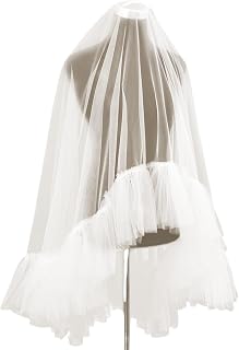 WEISUYUUS Elegant White Sheer Veil Multilayered Ruffle Bride Veil Soft Tulle Sweet Veils for Bride and Bridesmaids