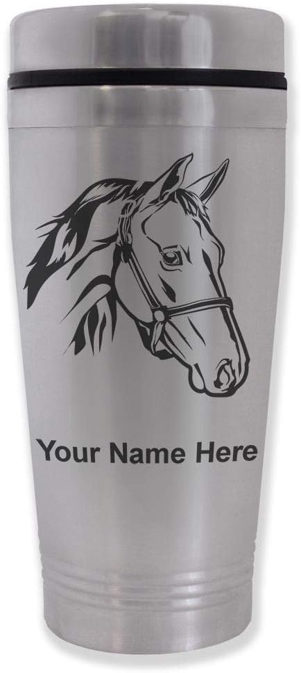 LaserGram 16oz Commuter Mug, Horse Head 2, Personalized Engraving Included