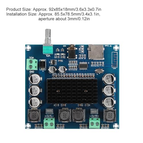 Placa de potencia ajustable Bluetooth EMUKOEP 100Wx2 con disipador térmico de aleación 4