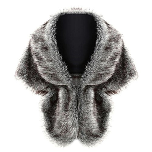 Women Faux Fur Cape Wedding Shawl and Stole Warm Wrap Winter Shrug Scarf