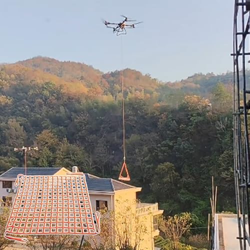 Red de elevación de carga resistente para elevación de drones, construcción y transporte aéreo, red de elevación con correas de elevación para movimiento y manejo de rocas