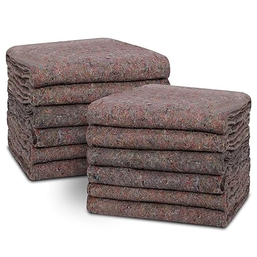 Textile Moving Blankets 12 Packs - 54 x 74 Inches (20 lb/dz) Moving Pads for Short Term Moves & Storage, Shipping Furniture Pads