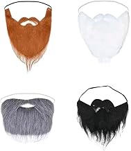 Tiardey 4 pièces Fausses Barbes drôle Fausse Moustache Cosplay Accessoires pour Costume Halloween fête de noël