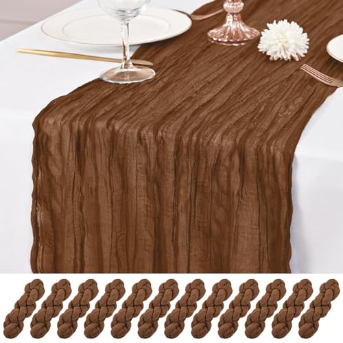 12 Pack Brown Table Runner 10Ft Cheesecloth Table Runner Rustic