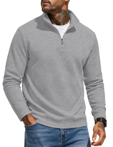 Polo UOUA homme col 1/4 zip texturé géométrique gris 3XL