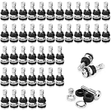 50 Pieces TR416 Metal Valve Stems Outer Mount Fits .453" & .625" Rim Holes Long 1 1/2", Silver