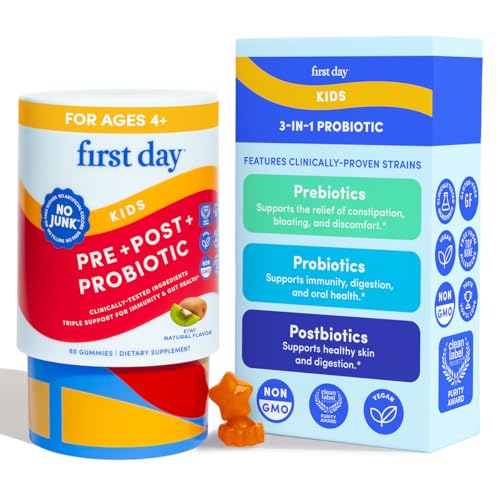 FIRST DAY Kids 3-in-1 Probiotic Gummies – Prebiotic + Probiotic