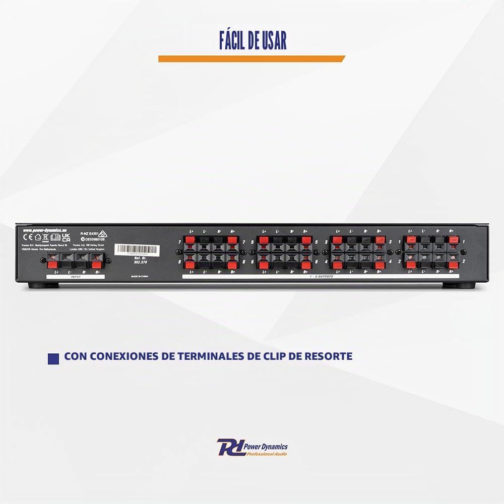 Power Dynamics SSW8 - Selector de audio para altavoces, controla 8 parejas de altavoces, instalación fácil, sin alimentación externa, compatible con altavoces 4-16 Ohmios, Máx.100W por canal